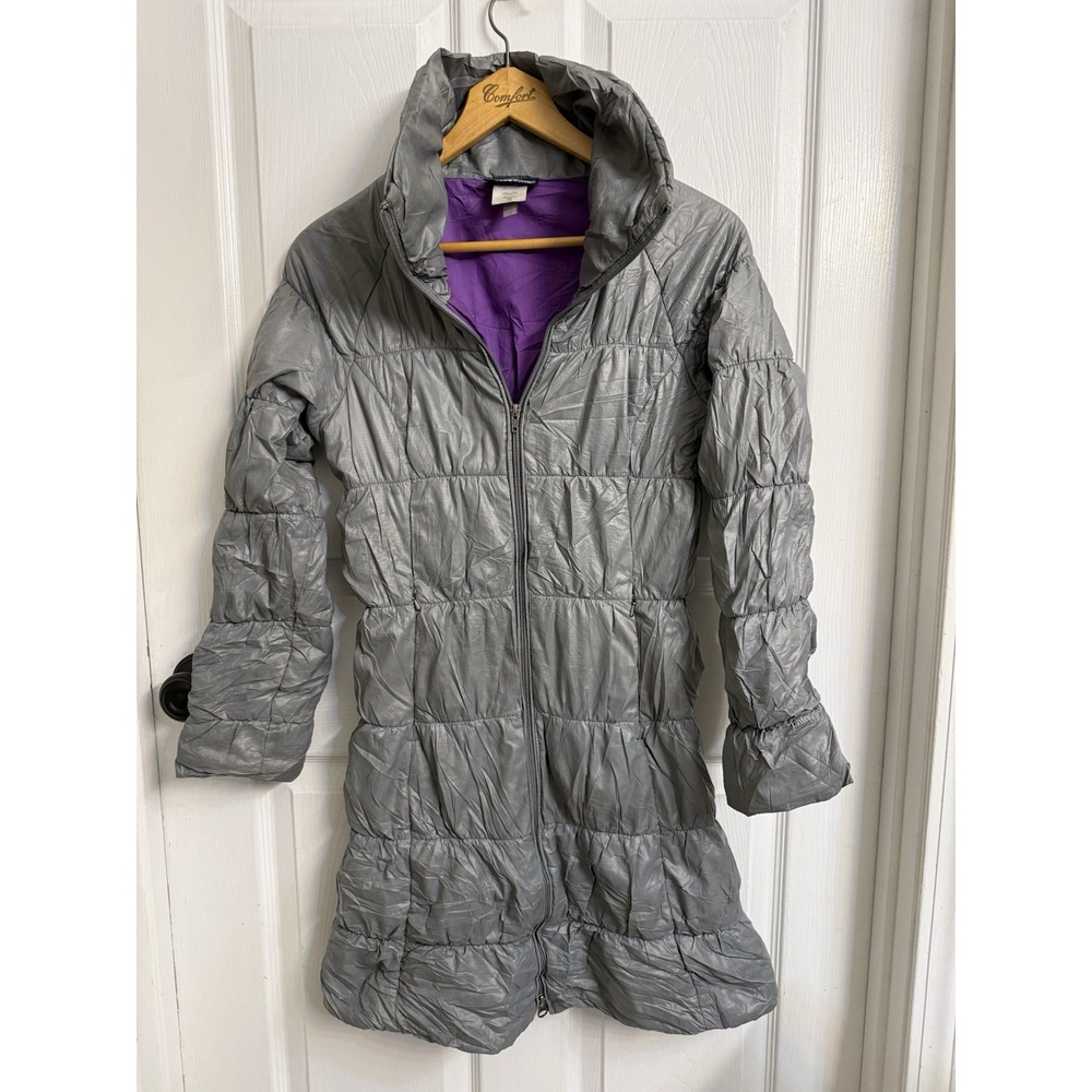 Patagonia Lidia Parka Puffer Coat Gray Long Full Zip Ski Winter Women's XS